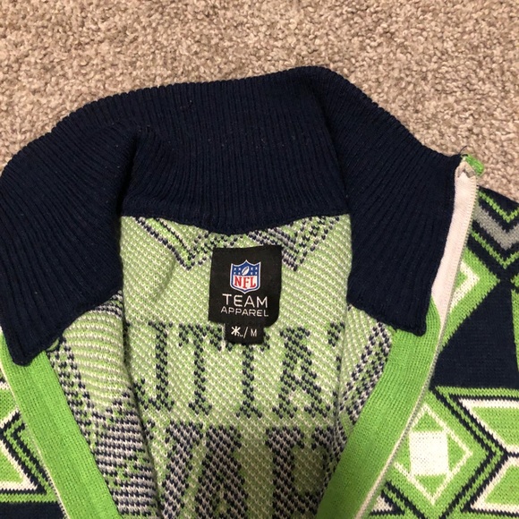 Seattle Seahawks Ugly Christmas Sweater Zip Up - Picture 4 of 4